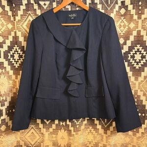 Women’s Isabella Navy Blue Ruffle Blazer Jacket Size 14